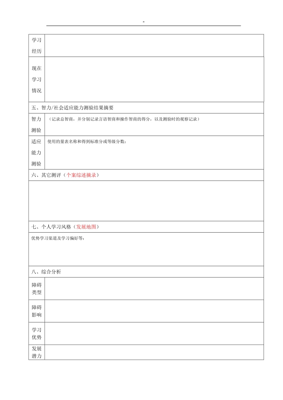 个别化教育教学计划模板资料_第3页