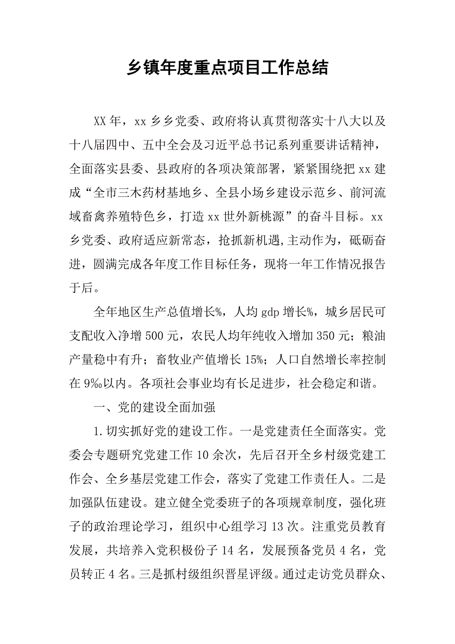 乡镇年度重点项目工作总结.doc_第1页