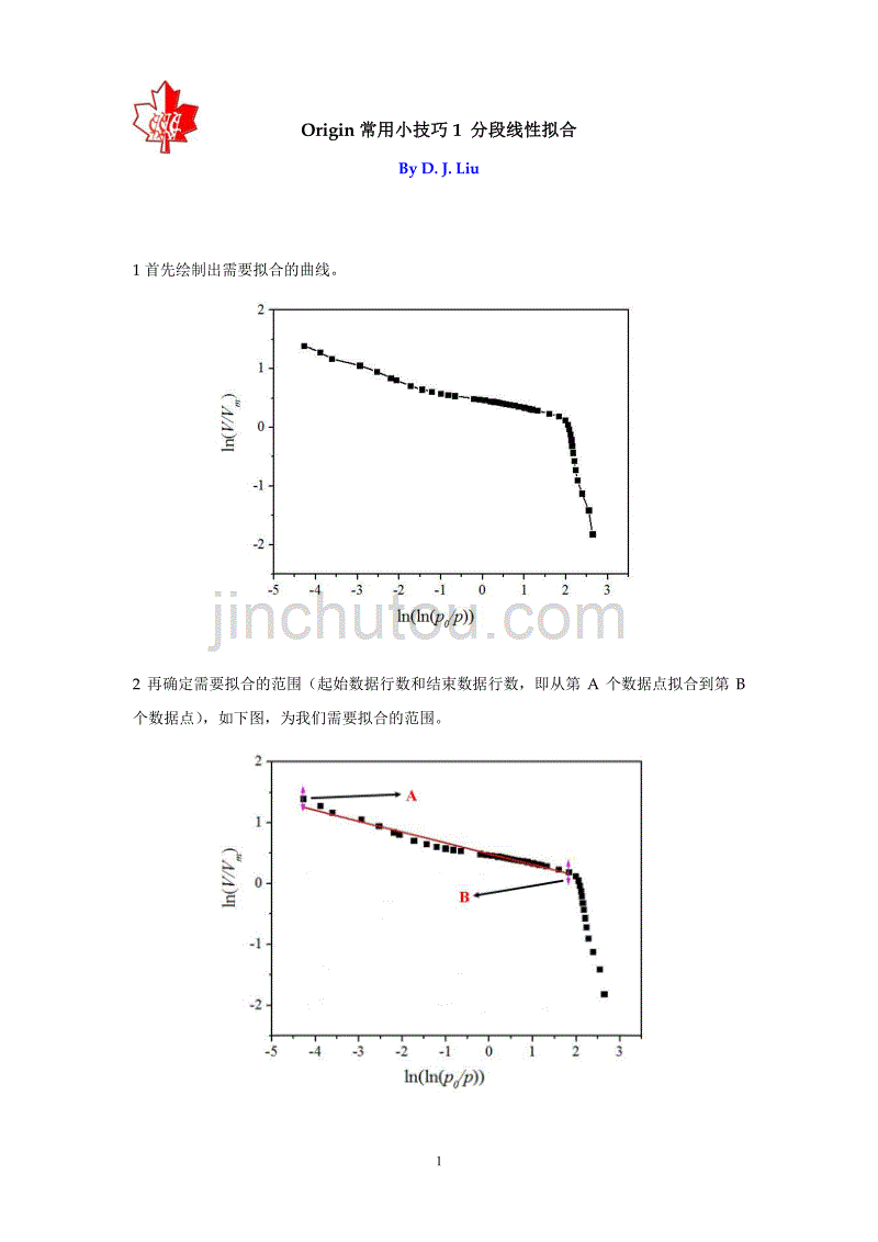 origin 常用小技巧1 分段线性拟合_第1页