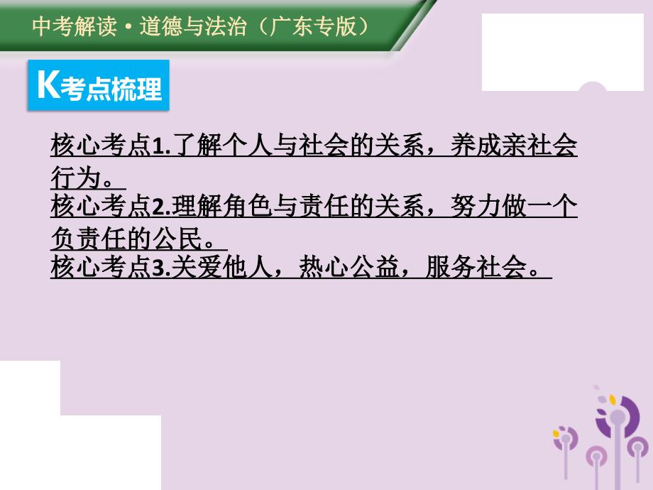 （广东专版）2019年中考道德与法治解读总复习 知识专题五 走进社会生活 承担社会责任课件_第3页