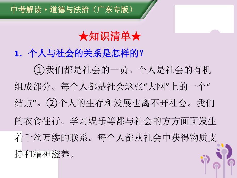 （广东专版）2019年中考道德与法治解读总复习 知识专题五 走进社会生活 承担社会责任课件_第4页