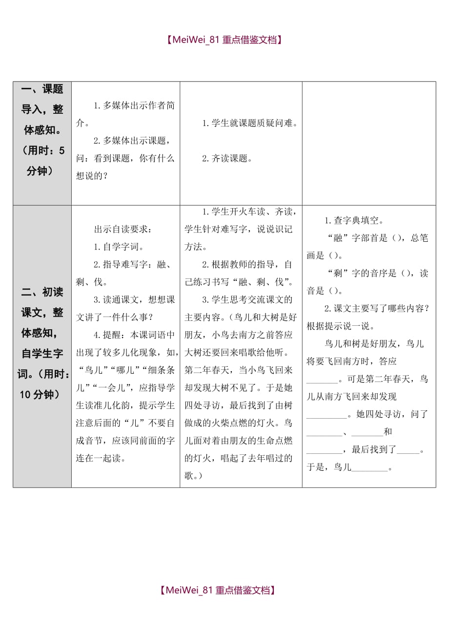 【AAA】去年的树(导学案)_第2页