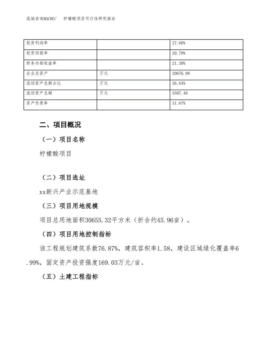 柠檬酸项目可行性研究报告_范文.docx_第5页