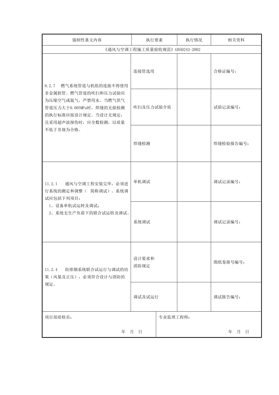 通风与空调工程施工强制性条文执行记录表_第3页