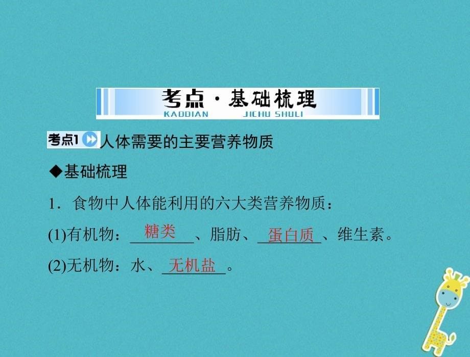 2018年中考生物 考点梳理 第一轮 第四章 第一讲 人体的营养课件_第5页