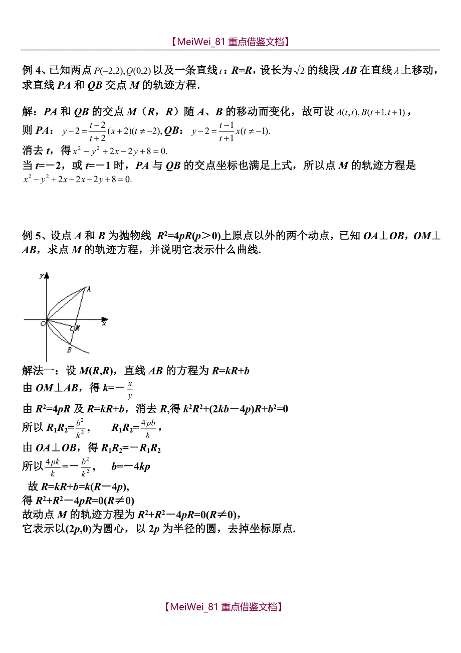 【7A文】轨迹方程的求法及典型例题(含答案)_第3页