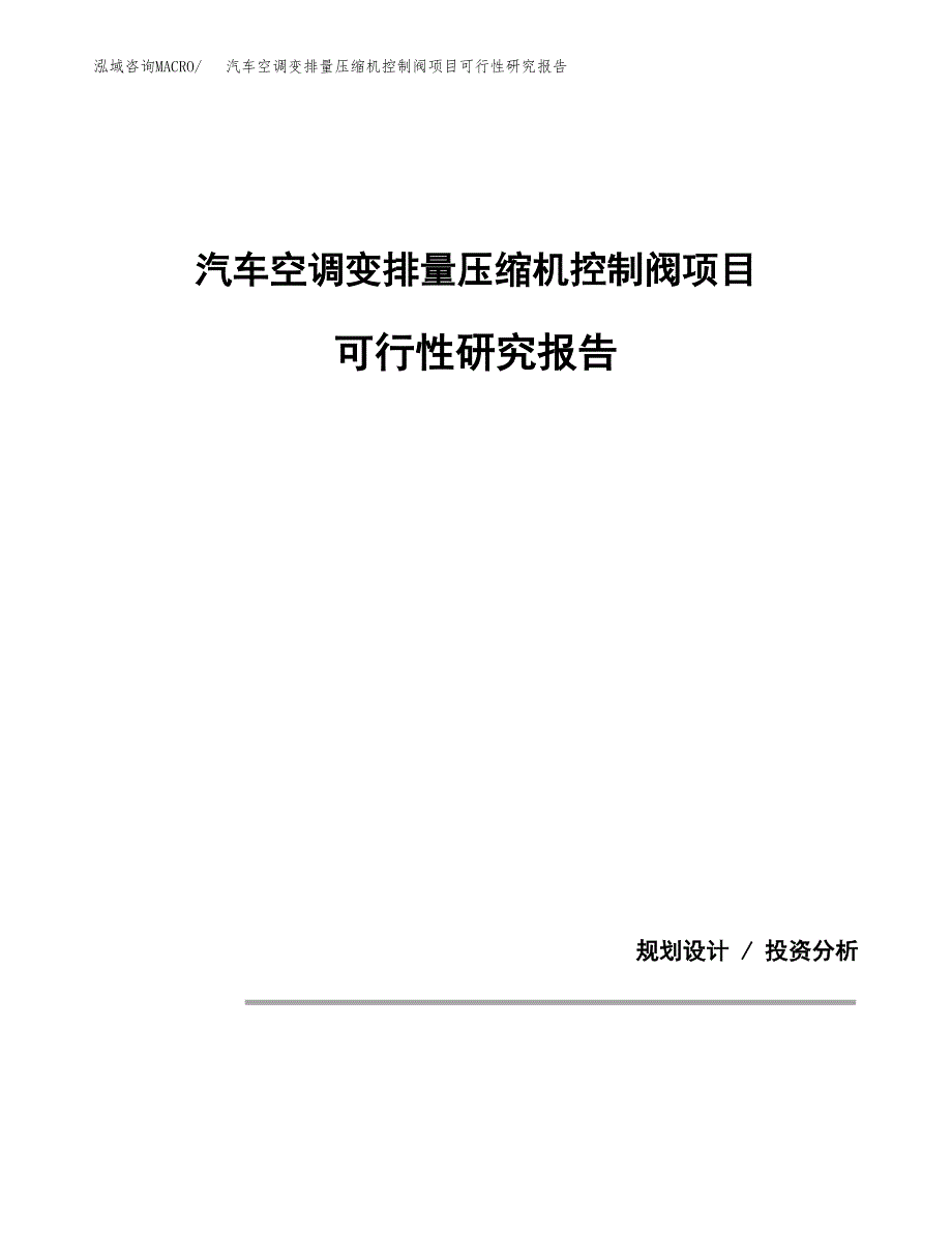 汽车空调变排量压缩机控制阀项目可行性研究报告[参考范文].docx_第1页