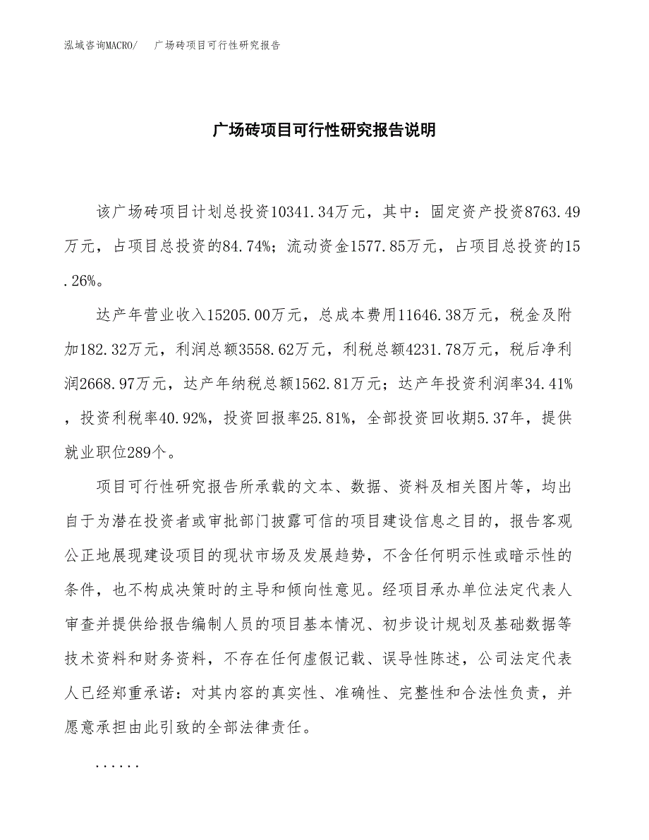 广场砖项目可行性研究报告[参考范文].docx_第2页