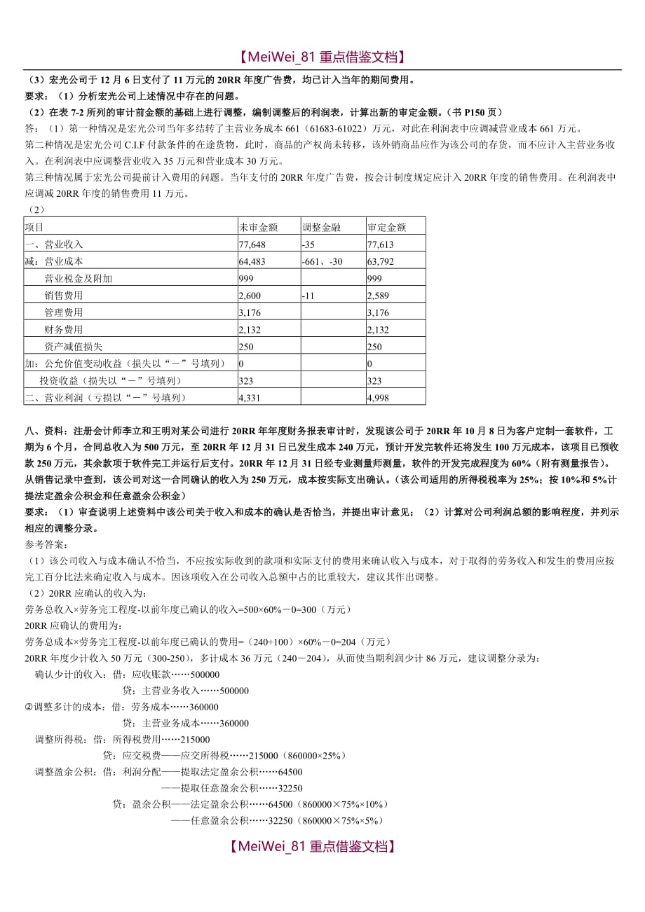 【9A文】审计案例研究-单项案例分析题_第4页