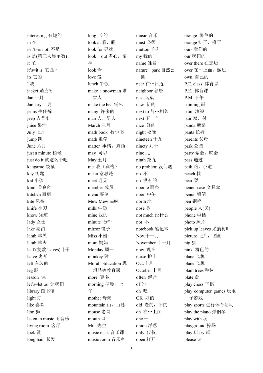 牛津版小学六年级英语词汇表(排序)_第3页