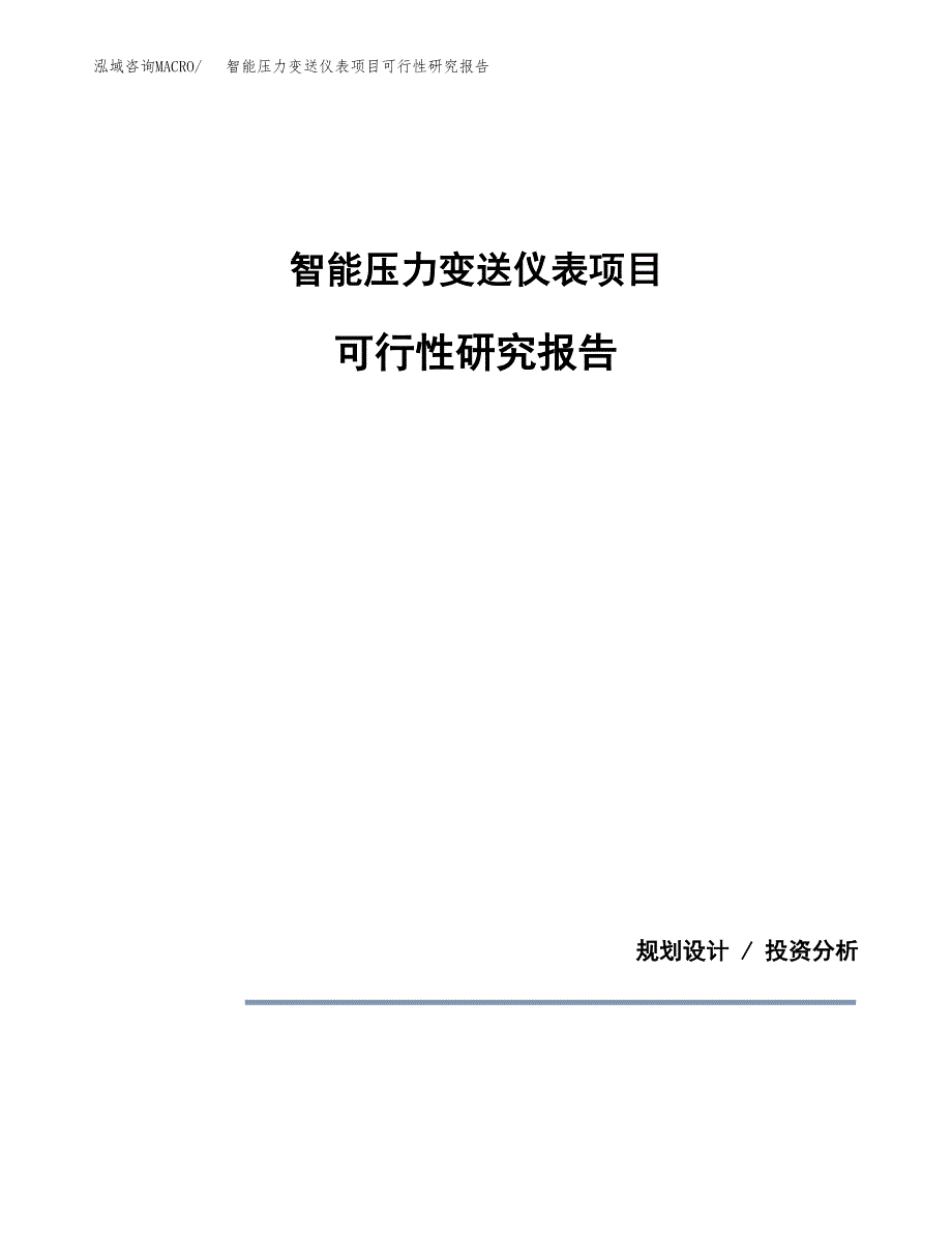 智能压力变送仪表项目可行性研究报告[参考范文].docx_第1页