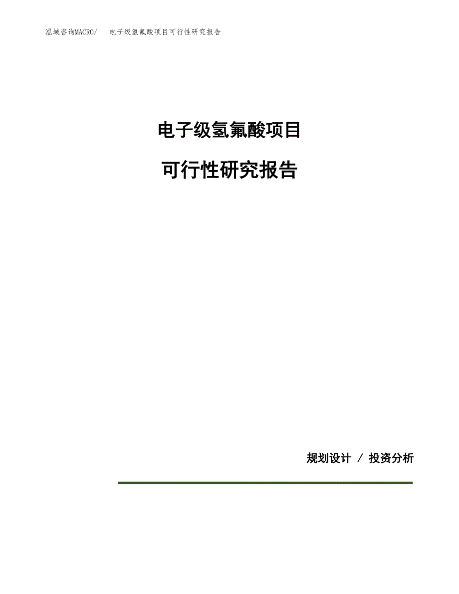 电子级氢氟酸项目可行性研究报告[参考范文].docx_第1页