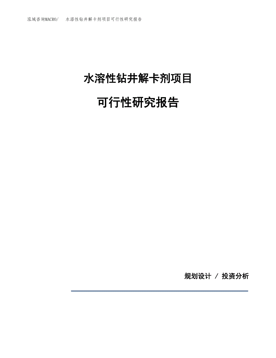 水溶性钻井解卡剂项目可行性研究报告[参考范文].docx_第1页
