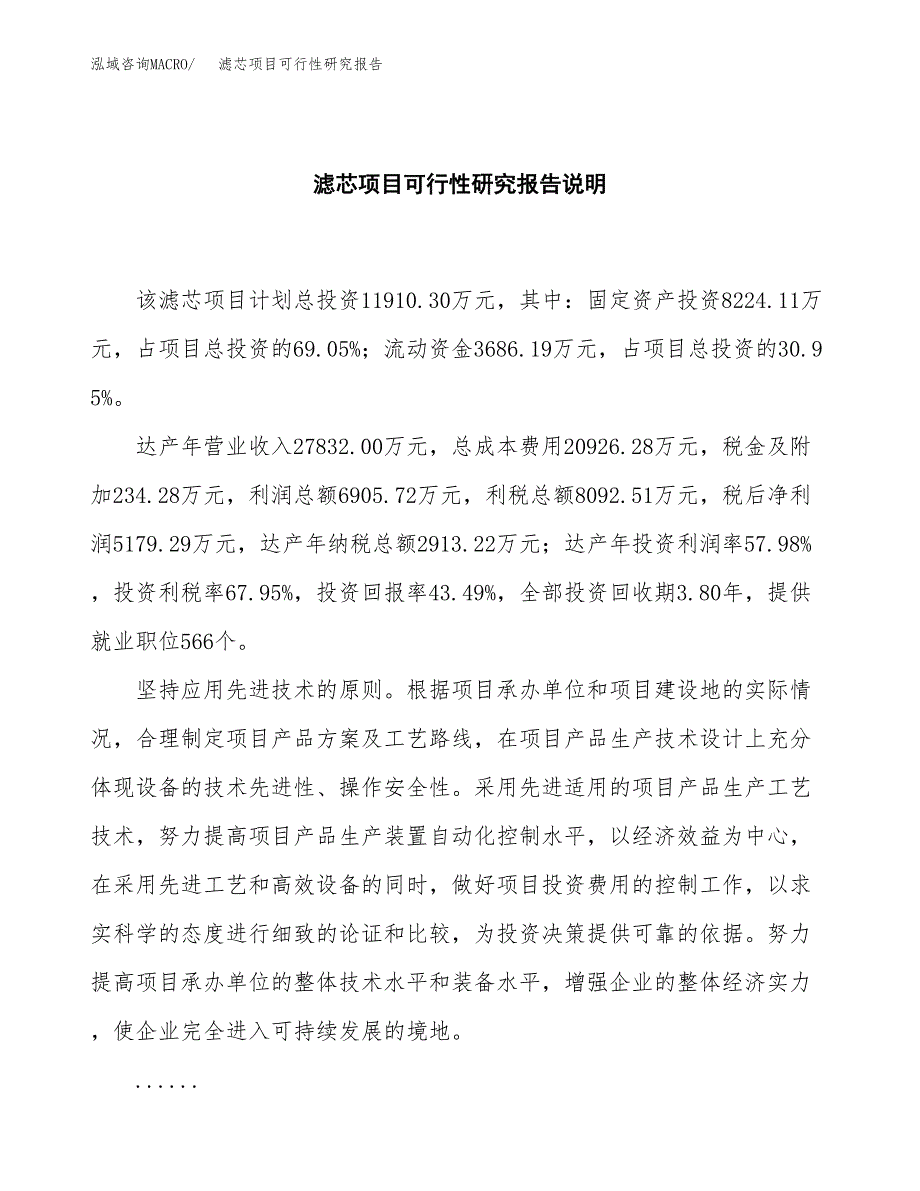 滤芯项目可行性研究报告[参考范文].docx_第2页