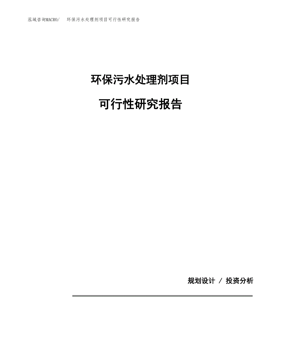 环保污水处理剂项目可行性研究报告[参考范文].docx_第1页