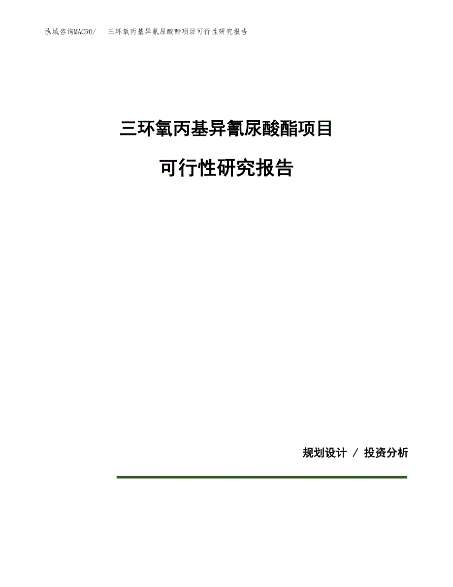 三环氧丙基异氰尿酸酯项目可行性研究报告[参考范文].docx_第1页