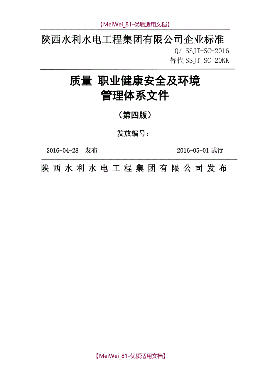 【9A文】三合一体系文件第四版试行_第1页