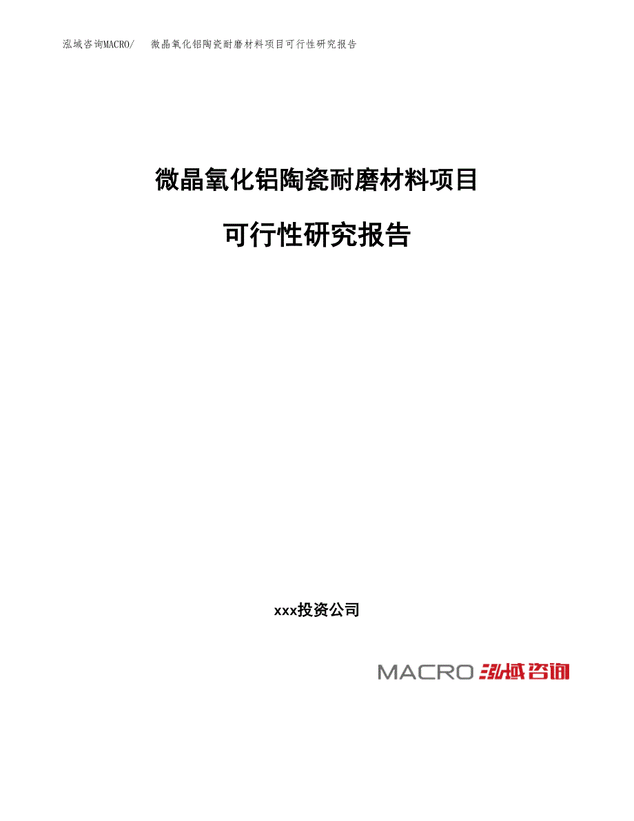 微晶氧化铝陶瓷耐磨材料项目可行性研究报告_范文.docx_第1页