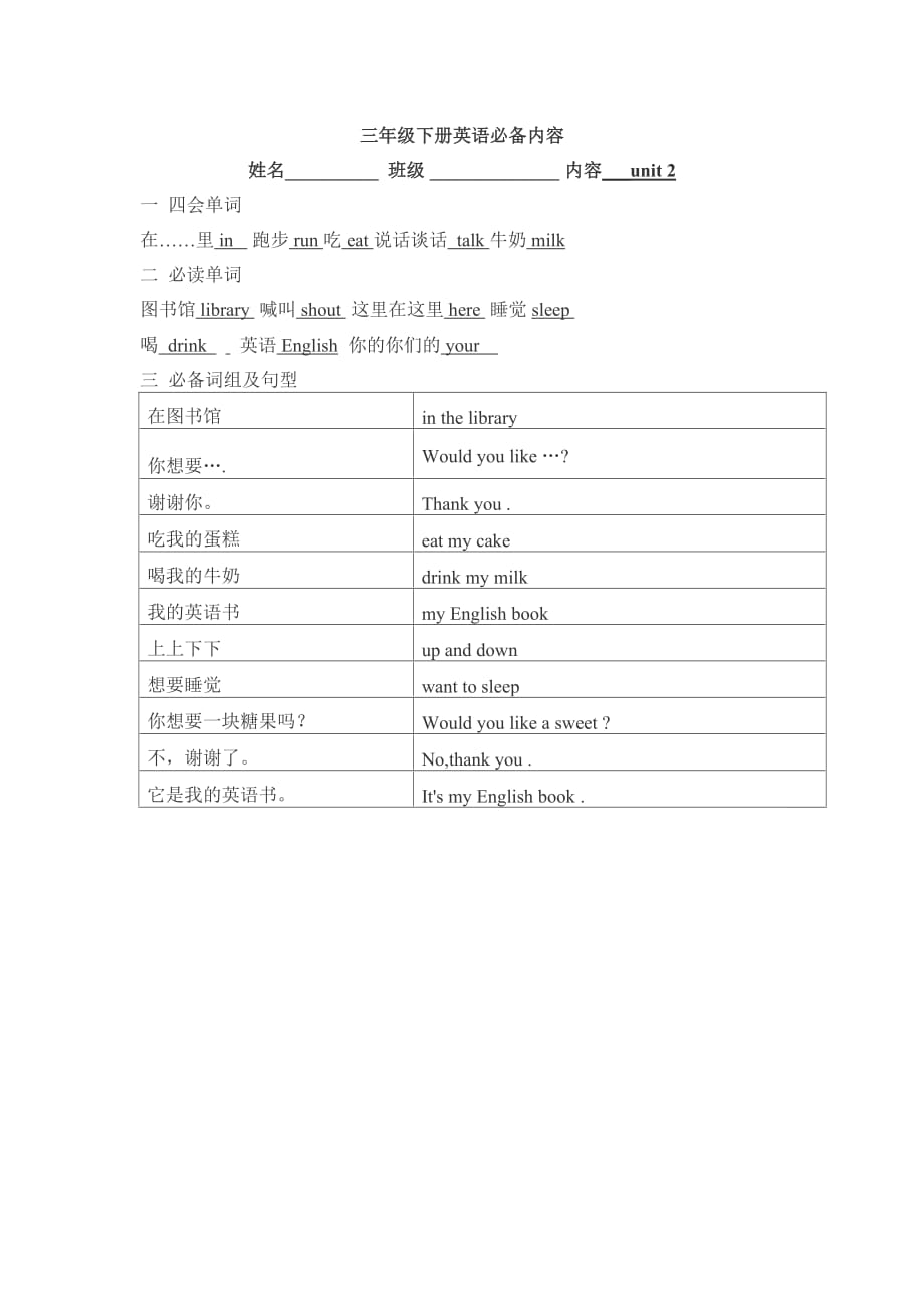 小学三年级英语短语_第2页