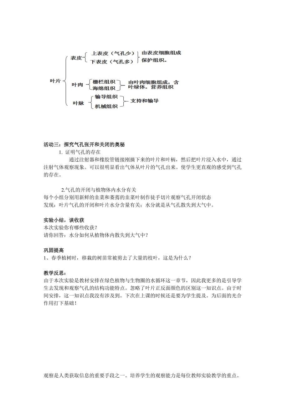 观察植物叶片结构说课稿_第3页