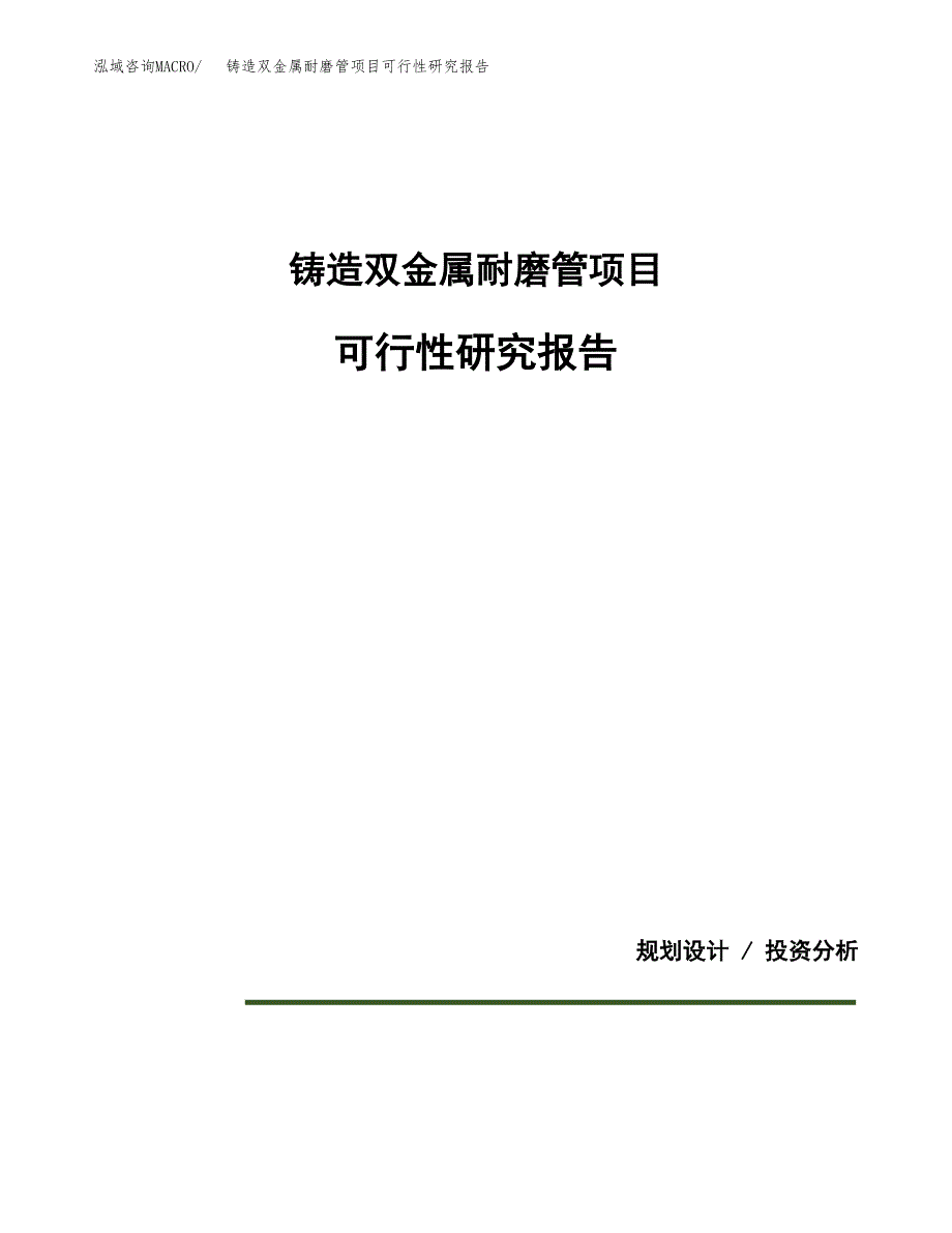 铸造双金属耐磨管项目可行性研究报告[参考范文].docx_第1页