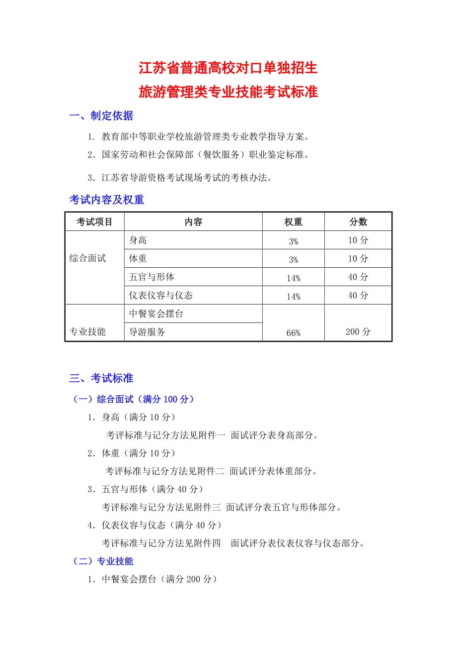 旅游管理类专业技能考试标准资料_第1页