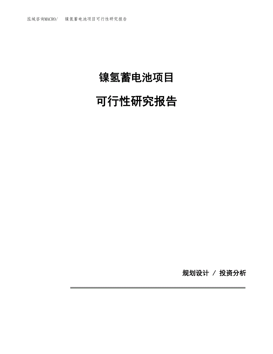 镍氢蓄电池项目可行性研究报告[参考范文].docx_第1页