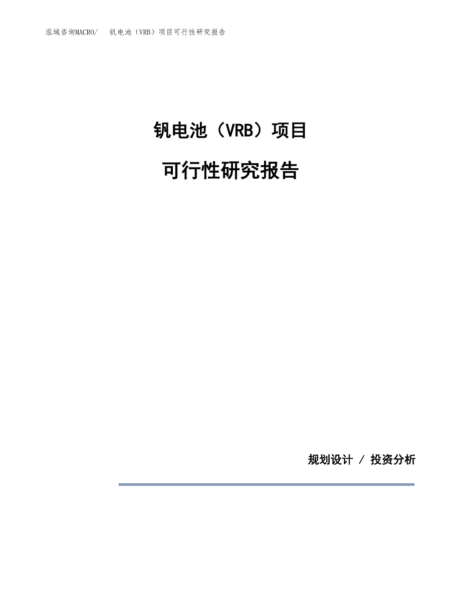 钒电池（VRB）项目可行性研究报告[参考范文].docx_第1页