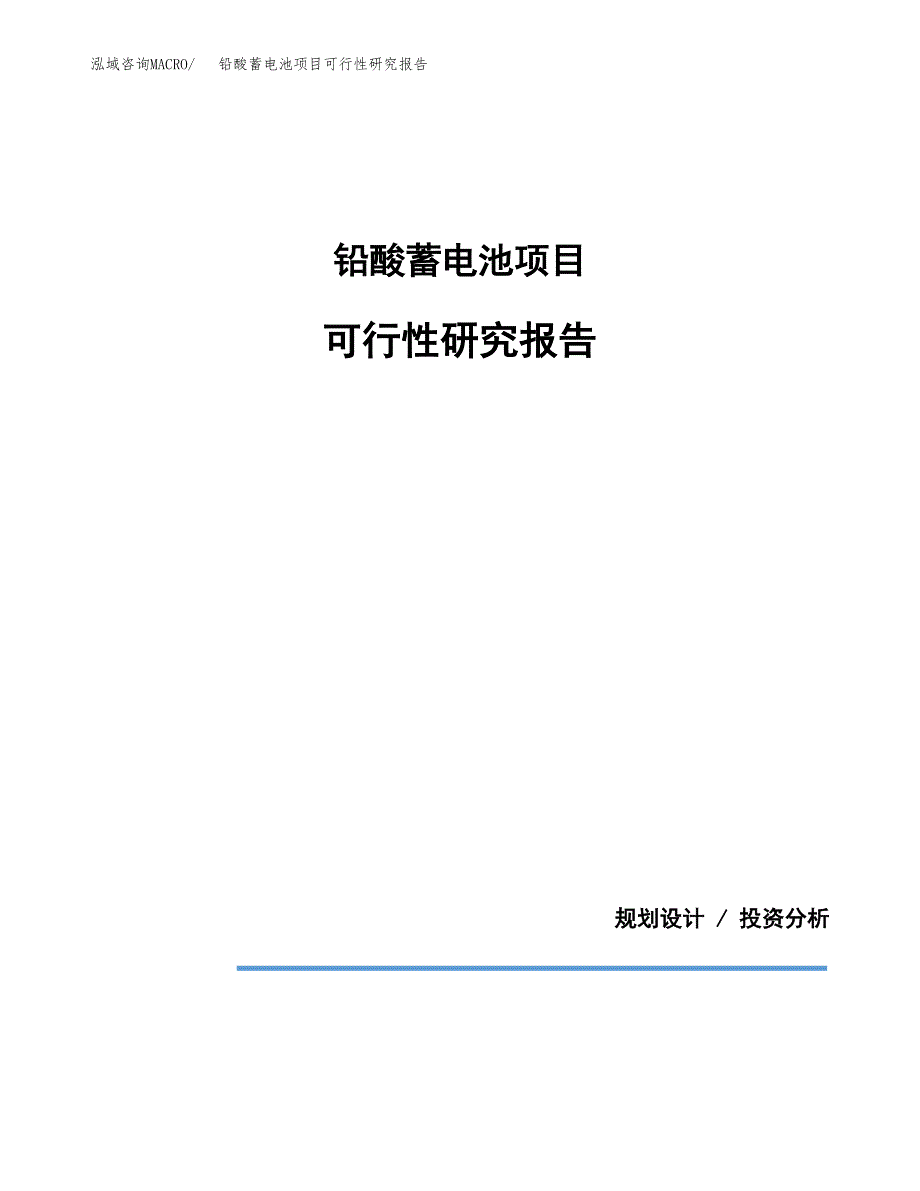 铅酸蓄电池项目可行性研究报告[参考范文].docx_第1页