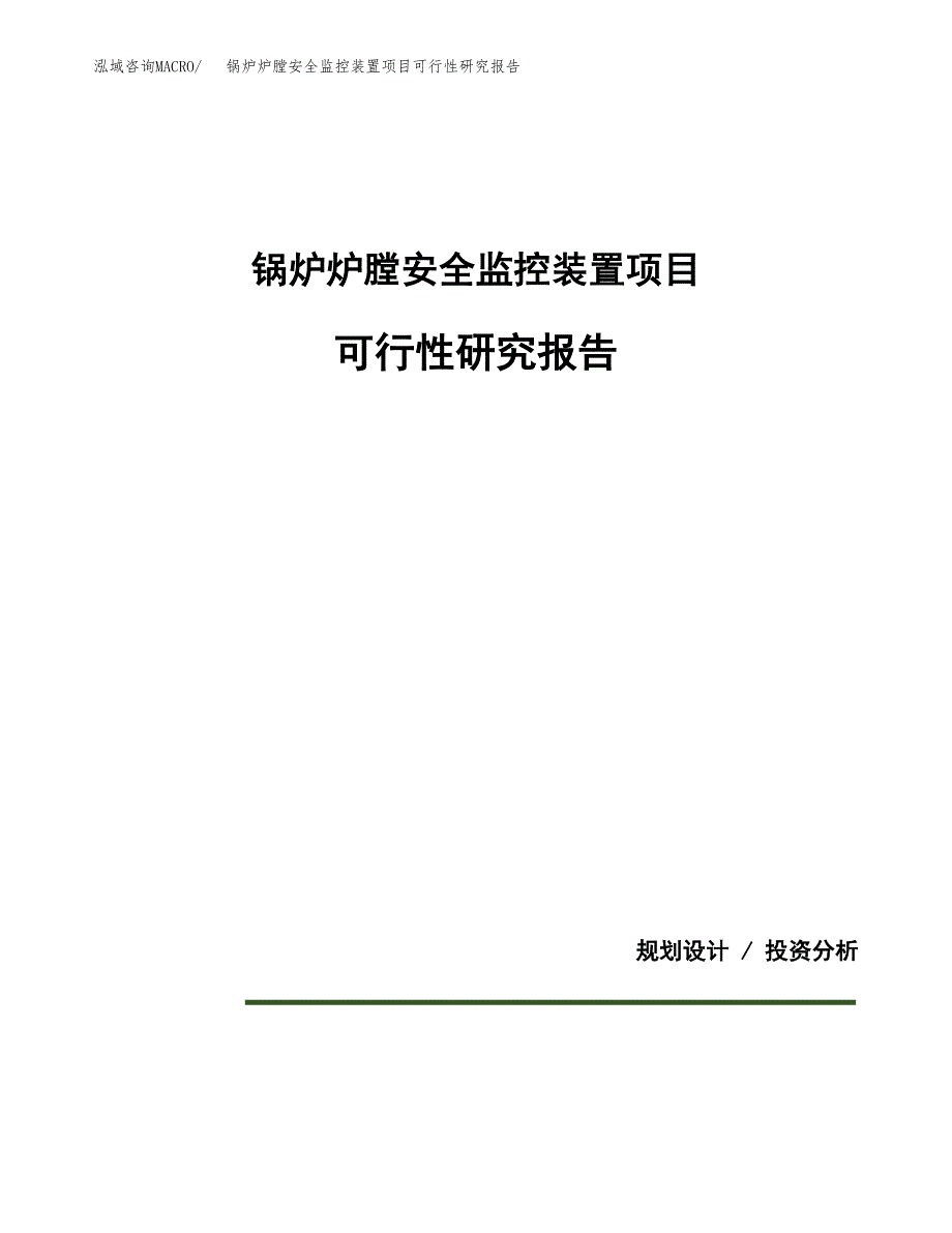 锅炉炉膛安全监控装置项目可行性研究报告[参考范文].docx_第1页