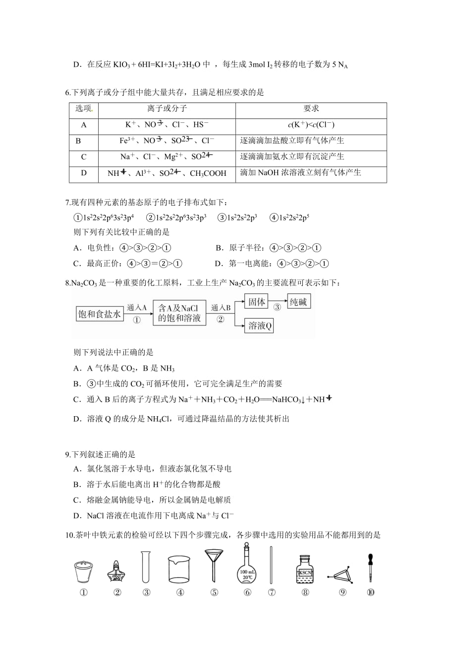 辽宁省2018-2019学年高二下学期期末考试化学试题_第2页