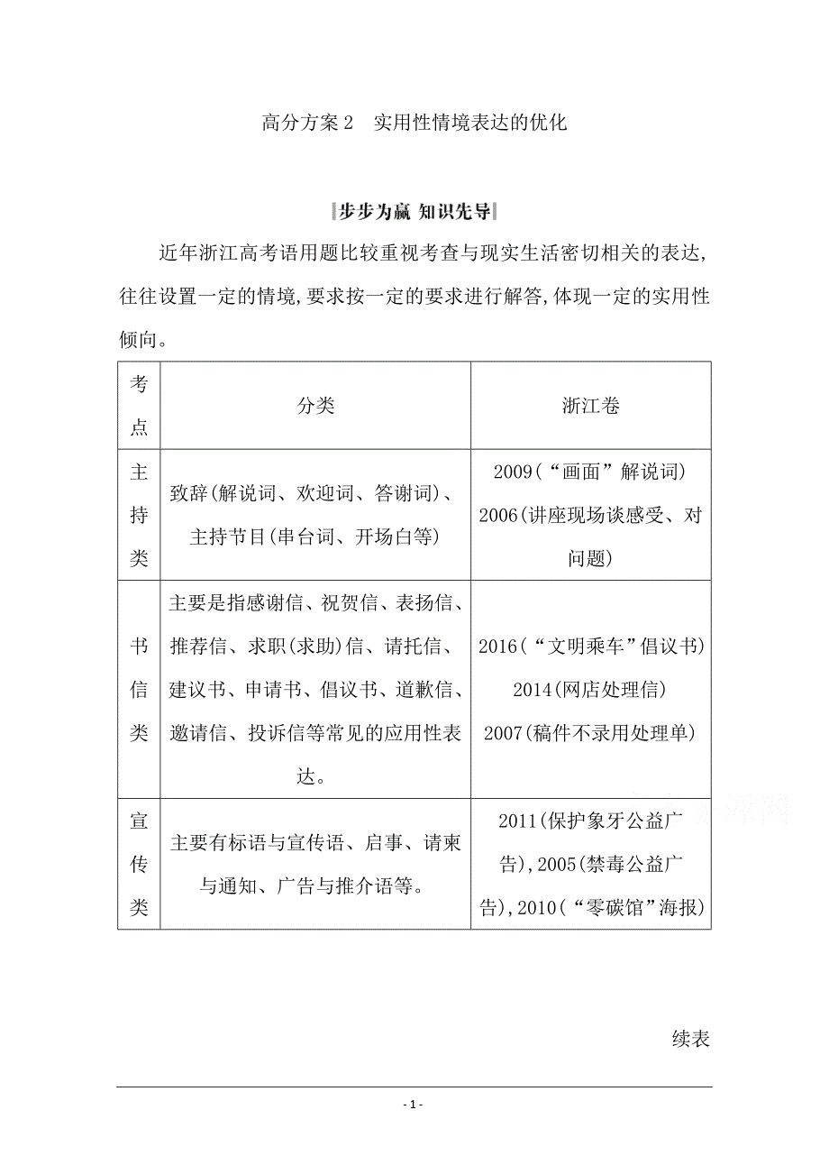 2020届高三语文（浙江专用）总复习复习讲义：专题六 高分方案2　实用性情境表达的优化 Word版含答案_第1页