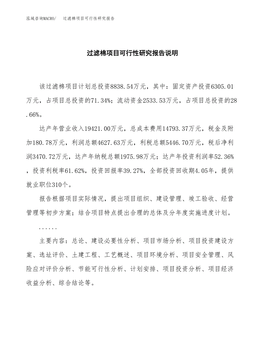 过滤棉项目可行性研究报告[参考范文].docx_第2页