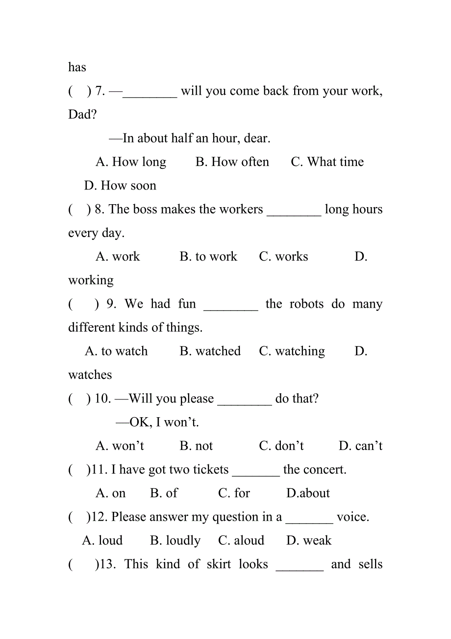 2017年人教版初二英语下册单选专项_第2页