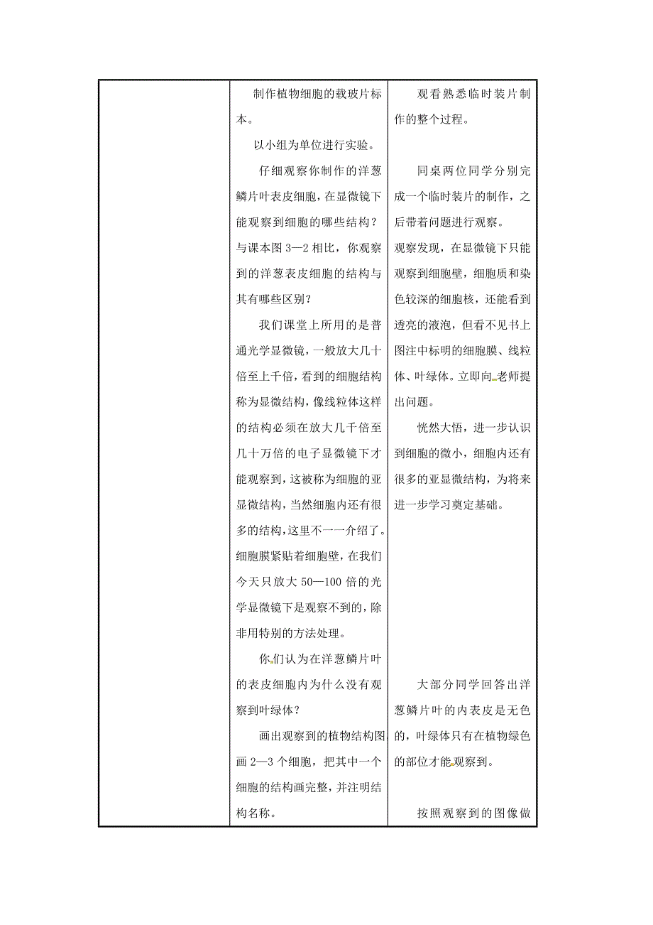 2018秋济南版七上第一节《细胞的结构和功能》教案_第3页