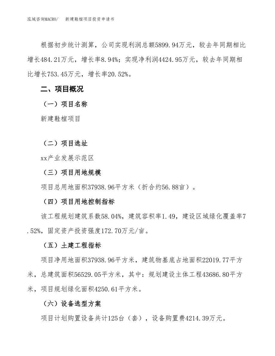 新建鞋楦项目投资申请书（总投资13000万元）_第2页