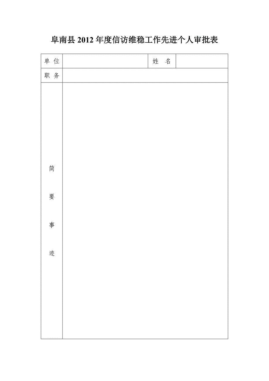 阜南县度信访维稳工作先进个人审批表_第2页