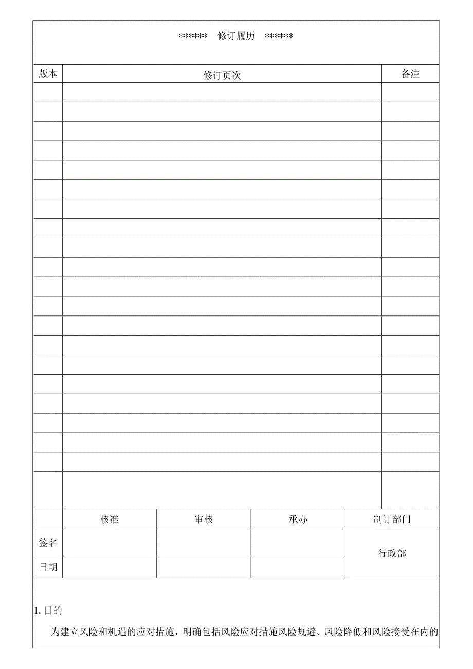 ISO9001-2015风险和机遇的应对控制程序_第1页