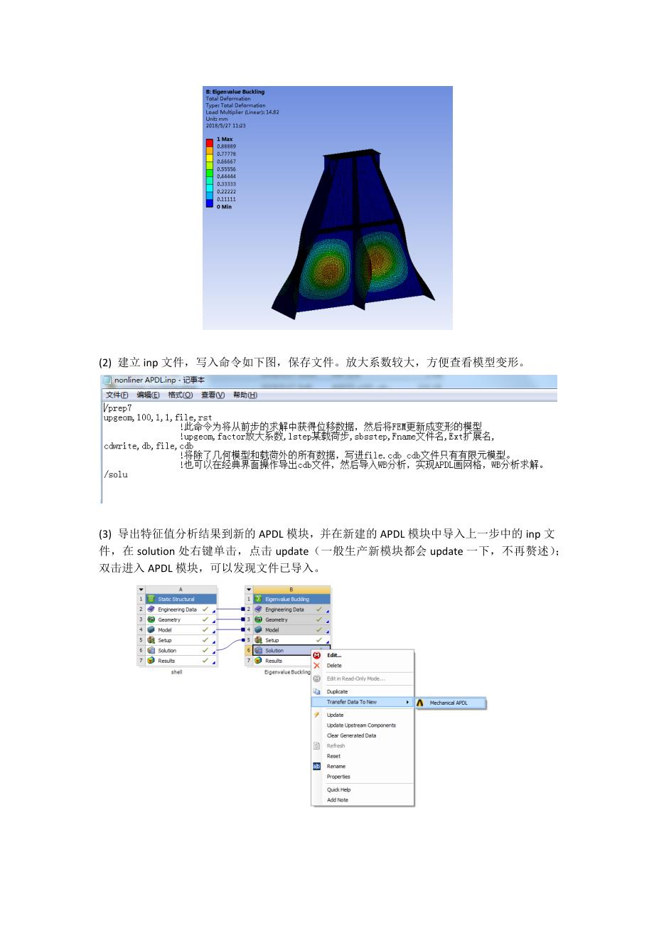 ANSYS命令流学习笔记10-利用APDL在WorkBench中进行非线性屈曲分析_第3页