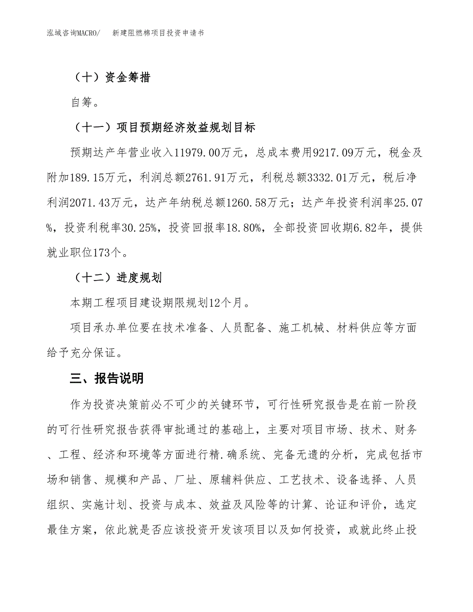 新建阻燃棉项目投资申请书（总投资11000万元）_第4页