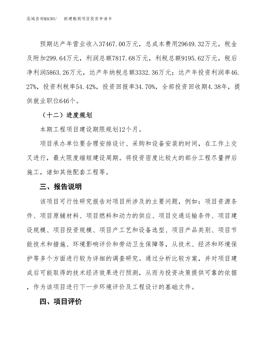 新建鞋刷项目投资申请书（总投资17000万元）_第4页