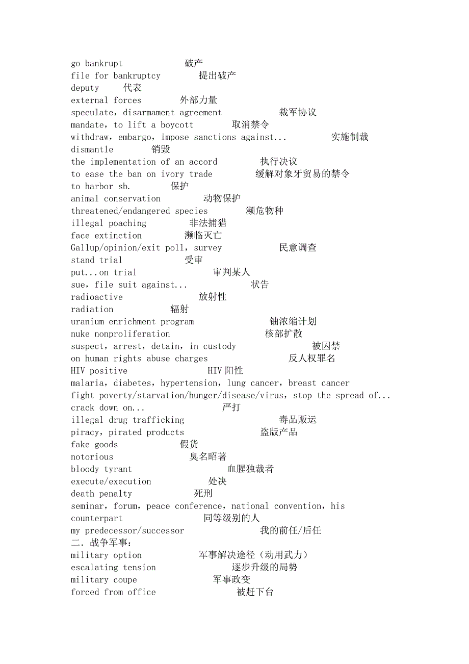 英语专业四级听力新闻词汇汇编_第2页