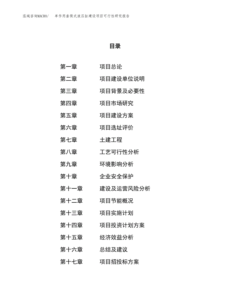 单作用套筒式液压缸建设项目可行性研究报告（16亩）.docx_第1页