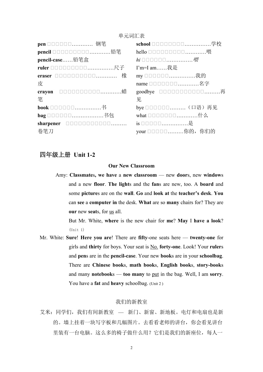 小学英语必背短文(人教版三年级-六年级)_第2页