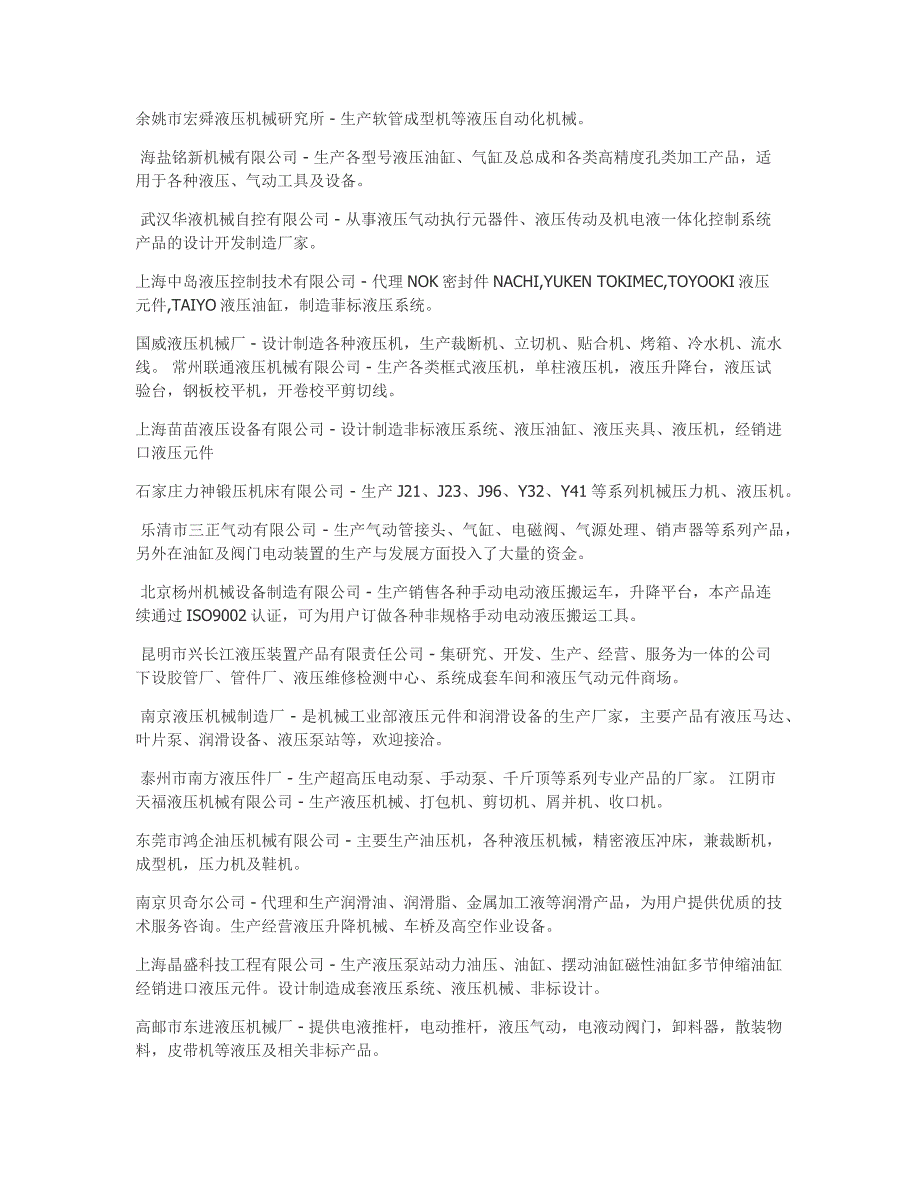 国产液压件厂家整理版(全面)_第1页