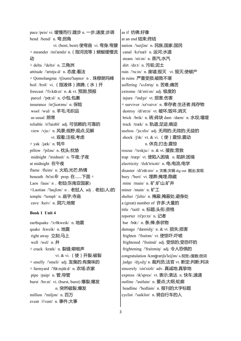 高中英语 必修1英语单词 (新课标人教版)_第3页