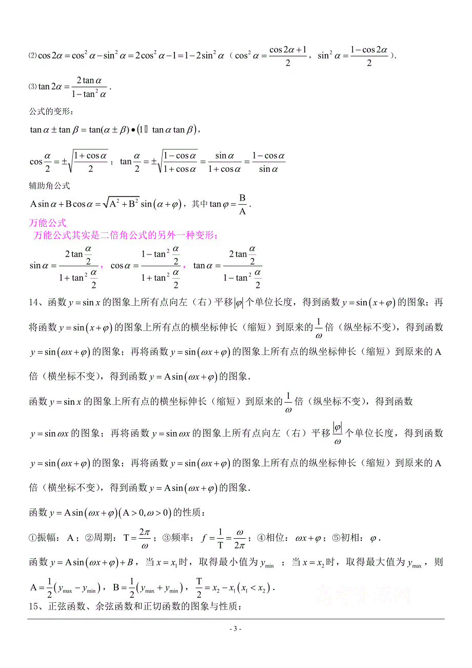 高考题历年三角函数题型总结_第3页