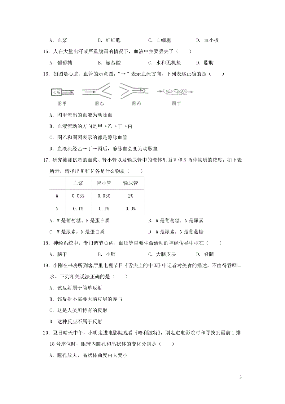 云南省昆明市十县区2019年中考生物二模试卷_第3页