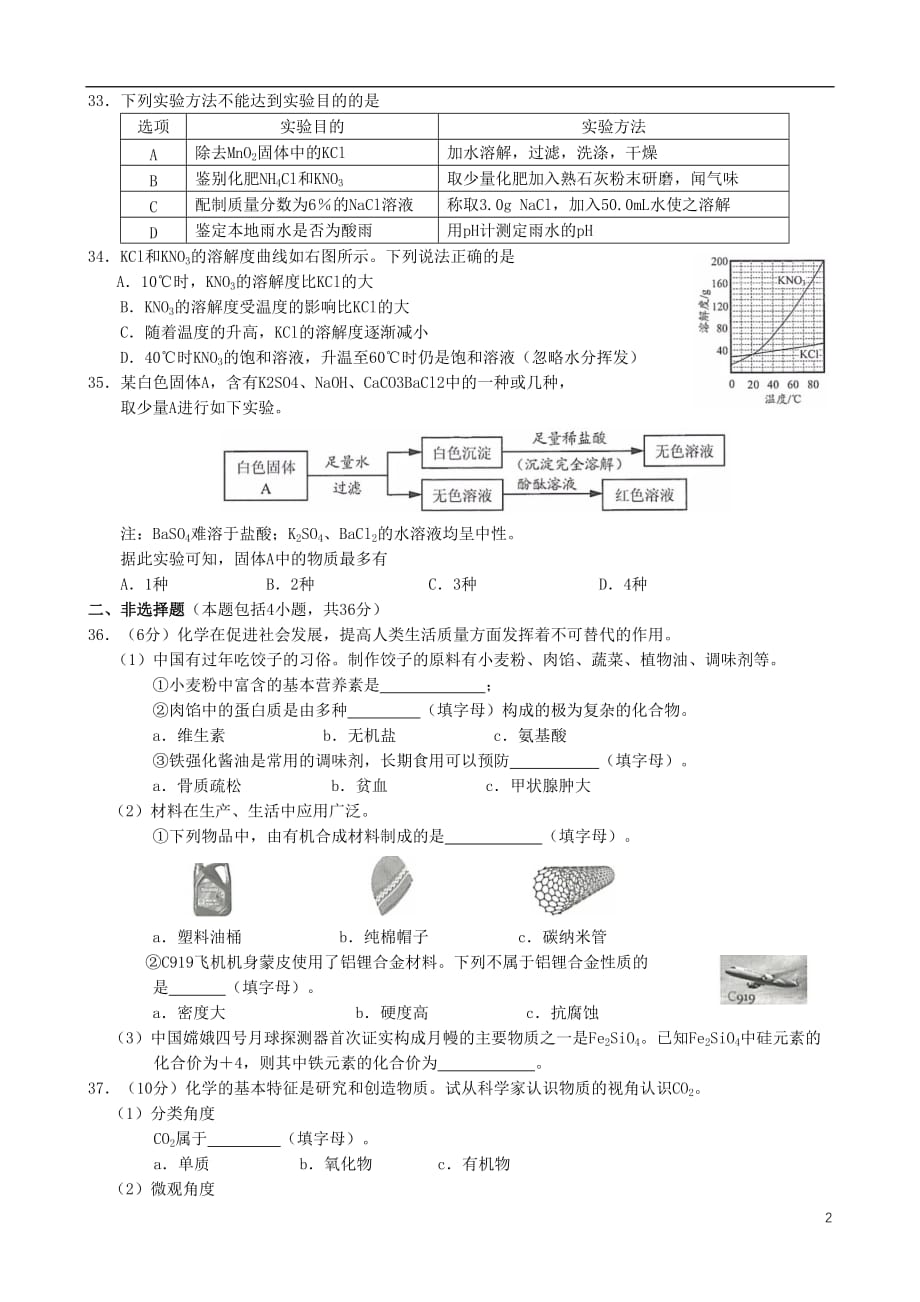 江苏省连云港市2019年中考化学真题试题_第2页