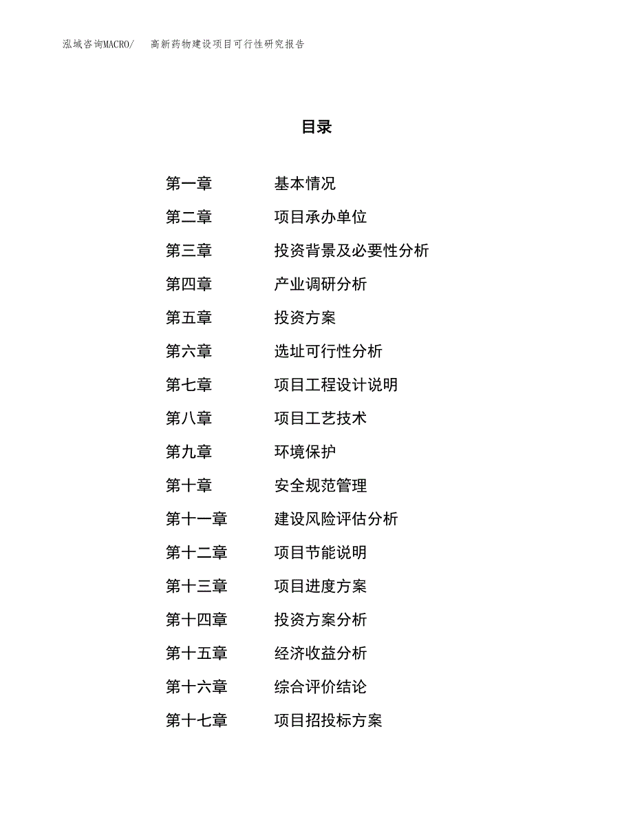 高新药物建设项目可行性研究报告（17亩）.docx_第1页